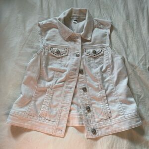 Christopher & Banks Y2K bling White Denim Vest